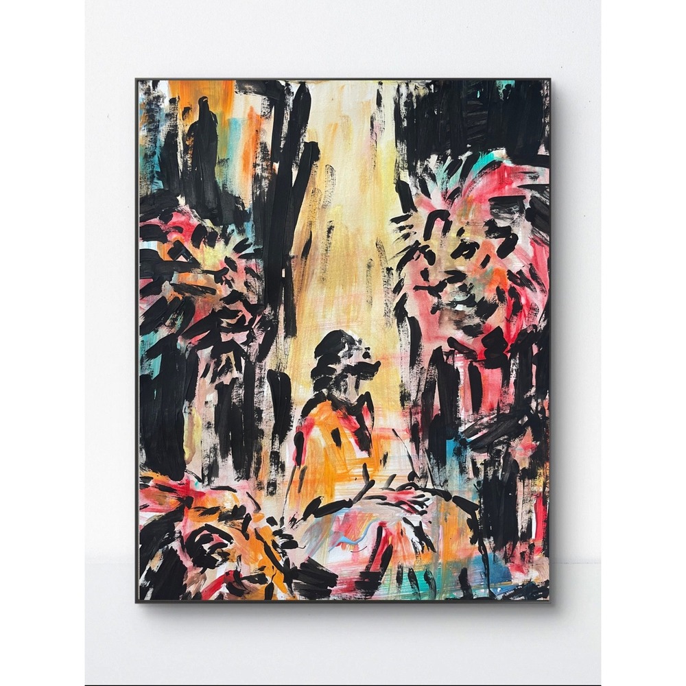 OMAN Original Lions Den Biblical Abstract Painting Neo Expressionist Art 11x14